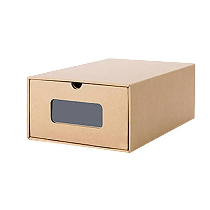 Folding Shoes Storage Box Stackable Shoes Drawer Box Sneaker Organizer Eco-Friendly Foldable Kraft Carton Shoebox Container