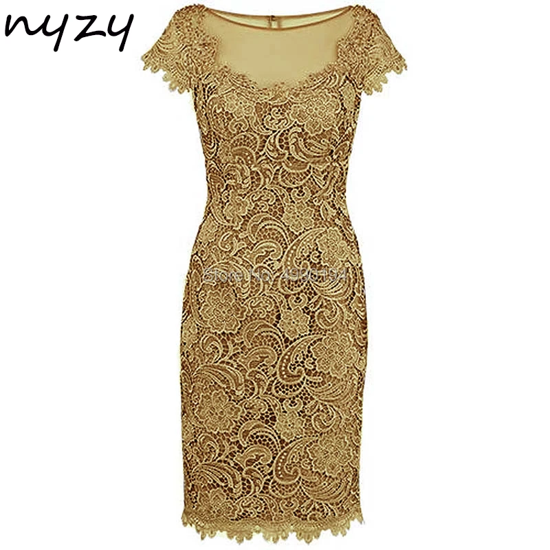 NYZY M47 Bainha Mangas Curtas Renda Rosa Mãe da Noiva Vestido de Festa de Casamento Noivo Mãe Roupas Vestido de Madrinha 2024