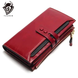 Tauren 2021 New Women Wallets Genuine Leather High Quality Long Design Clutch Cowhide Wallet Fashion Female Purse