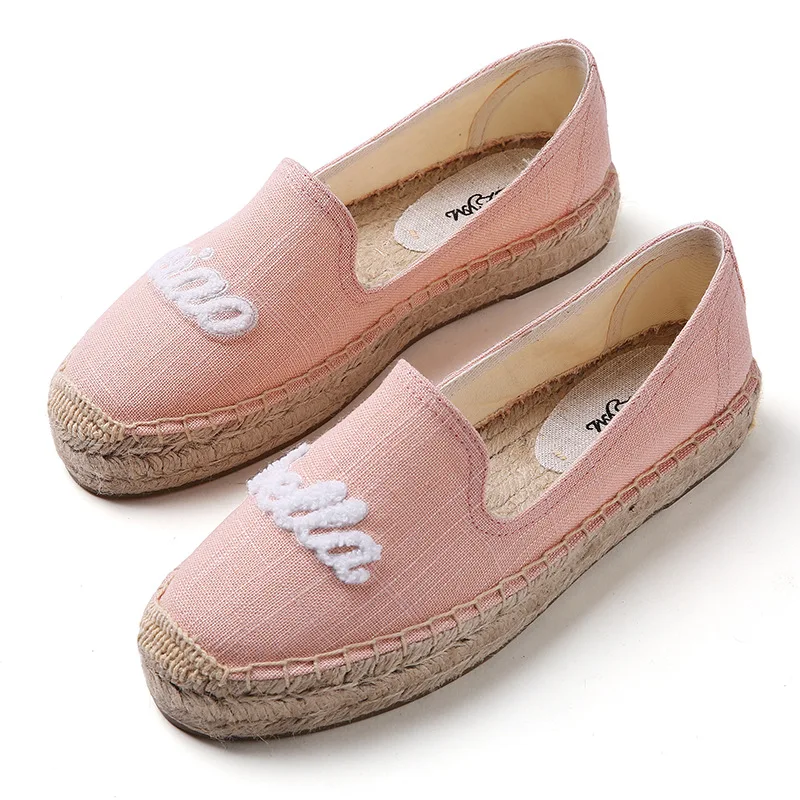 DZYM  Summer Italian Embroider Bella Ciao Sewing Canvas Espadrilles Women Flats Fishermen Shoes Hemp Moccasins Flax Loafers