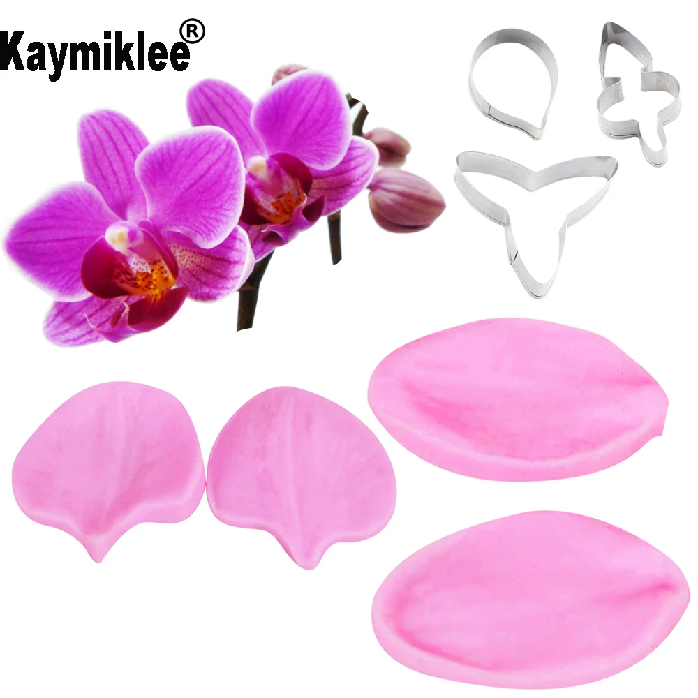 

Orchid Petal Veiner &Cutter Silicone Mold Flower Fondant Gumpaste Candy Mould Cake Decorating Tools ,Sugarcraft Mold CS224