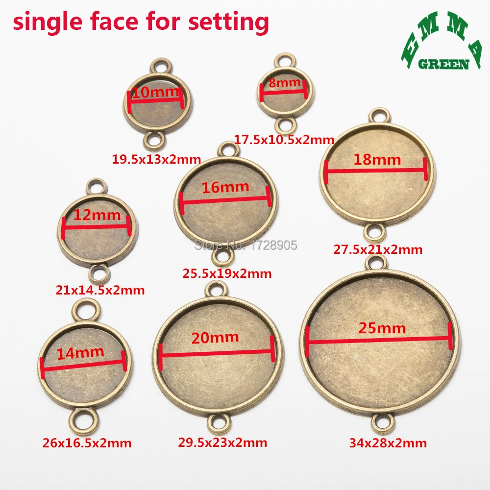 

Pendant Settings for Jewelry making Cabochon Base 20pcs Connector Bezel Tray Charm Round 8mm to 25mm Bronze Bracelet Bases