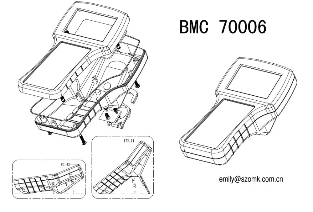 220 * 118 * 101 mm Kunststoff-Handheld-Elektronikprojektgehäuse, tragbares ABS-Steuerschaltergehäuse für Prüfgeräte mit Fenster