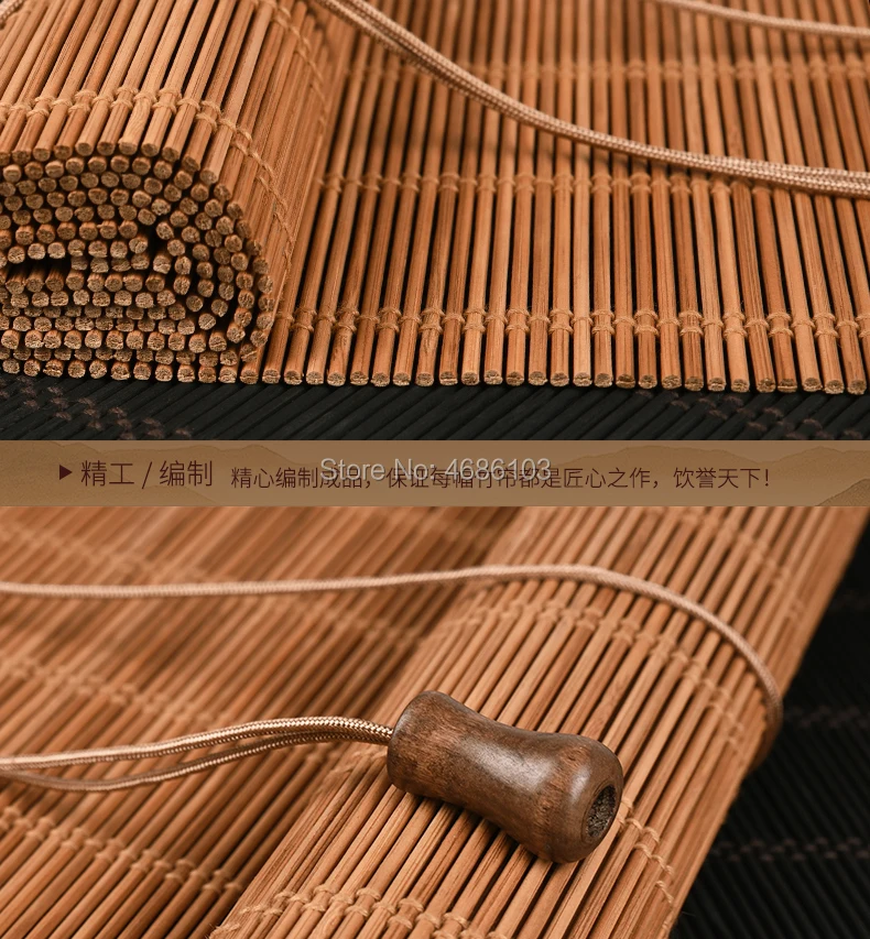 Chinese Zen Bamboo Roller Blinds, Antiqued Blackout, Window Lifting Curtain, Tea Room, Villa,