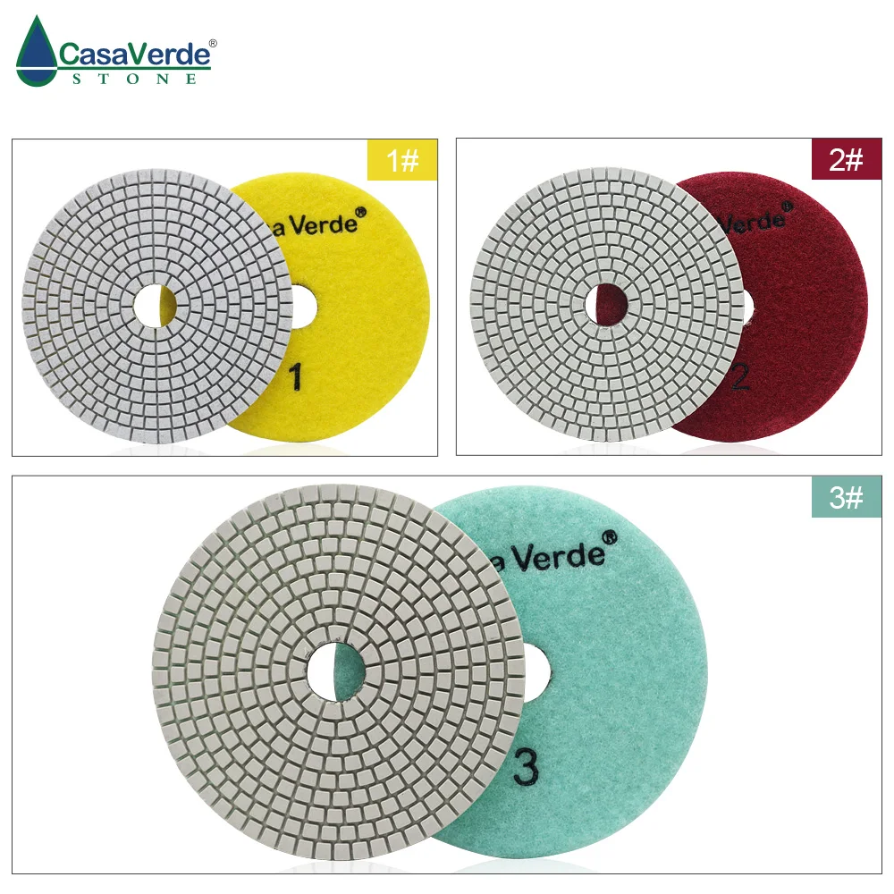 DC-AWS3PP03 5inch  D125mm resin and diamond dry and wet 3 step polishing pads for stone, marble and granite