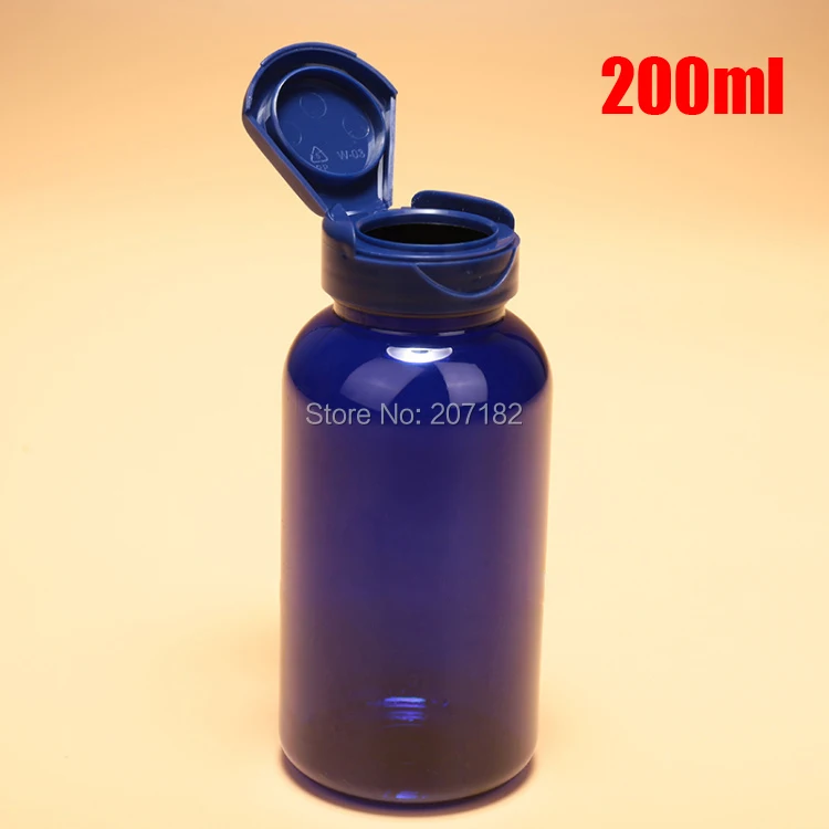 

20pcs 200ml Translucent Blue Color Capsules/Pills/Powder/Vitamins Bottles, 200cc Plastic Solid Containers With Flip Caps