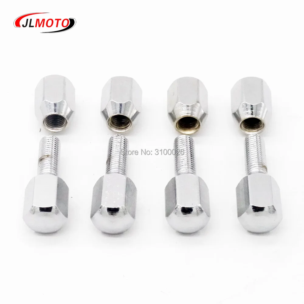 4 Sets M10 Chrome Wheel Hub Bolt Nut Fit For Jinling Alloy Aluminum Rim Wheel ATV Buggy UTV Quad Bike Go Kart Vehicle Moto Parts