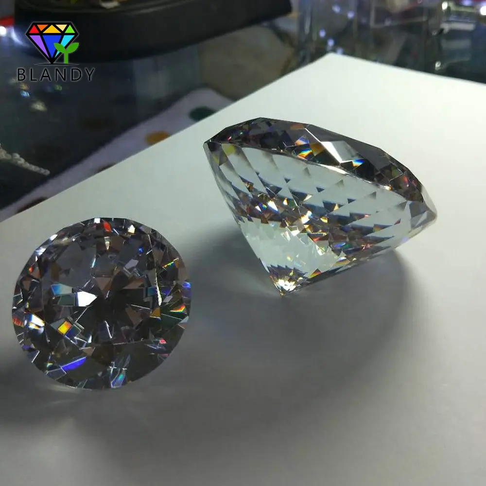 Big Size 30~100mm Round Brilliant Cut CZ Stone 1pc/lot 5A Quality White Cubic Zirconia Synthetic Gems For Jewelry