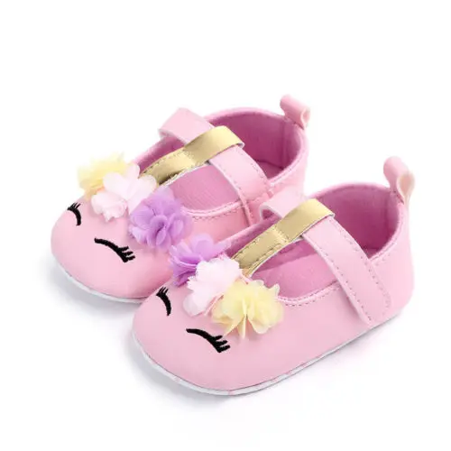 Infant Newborn Baby Girl Soft Sole PU Leather Mocassins Shoes Kids Girls Flower Cartoon Anti-Slip Walking Flat Shoes Prewalker