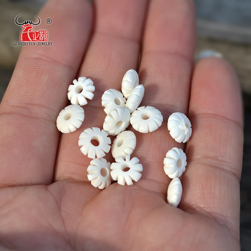 20PCS Natural Beef Bone Spacer Beads For Jewelry Making Flower Beads DIY Tibetan Bracelet And Necklace Accessories Hole 2 mm