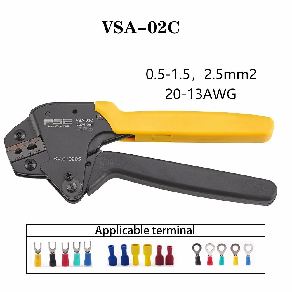 

Crimp Pliers 0.25-2.5mm 23-13awg High Quality Precision Wire Connector Insulation Terminal Tool Vsa-02c Sn-02c