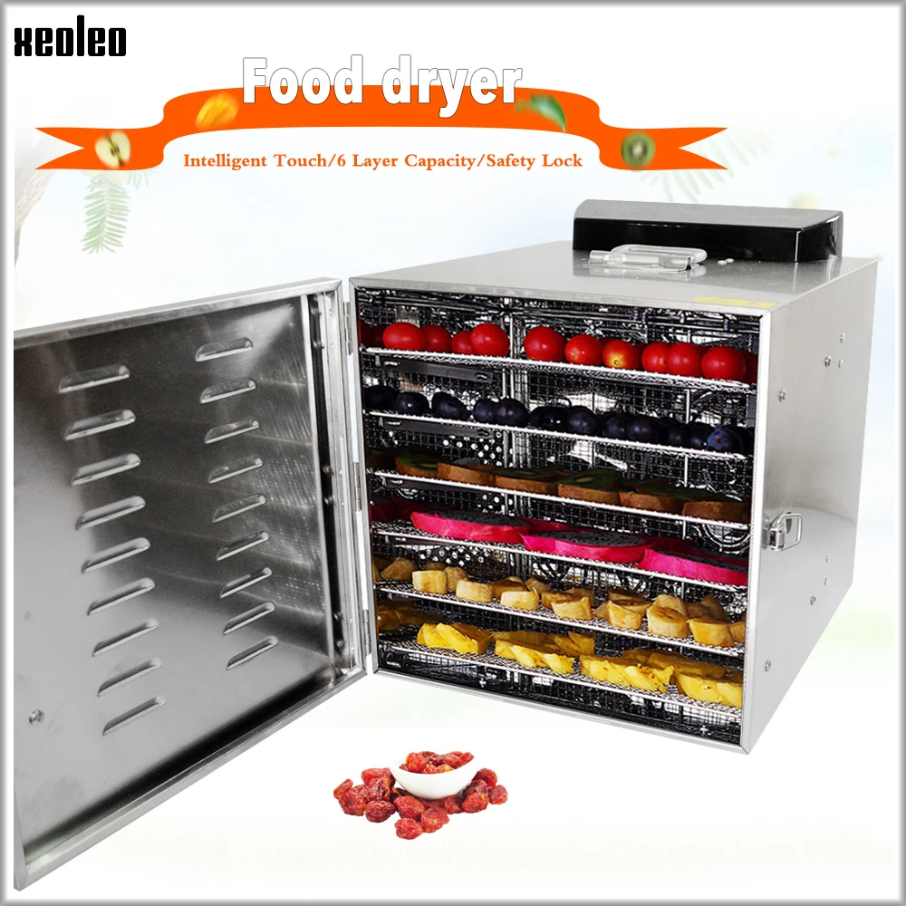 XEOLEO 6 Trays dehydrator food machine Stainless Food and fruit dehydrator 400W household 25-35dB Food dryer With timing