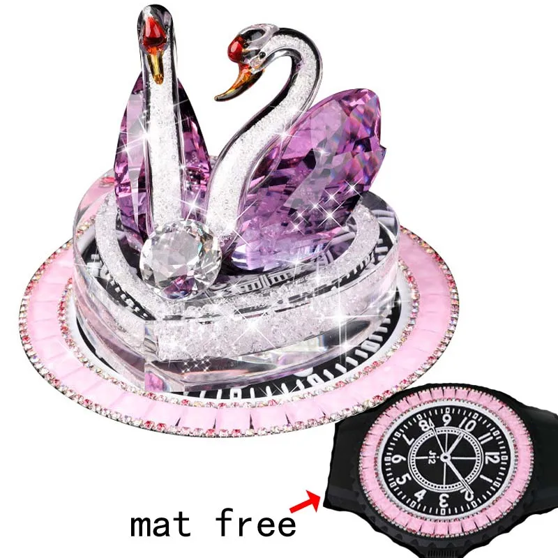 Crystal Swan with Heart Base filling Diamond Crystal Crafts Vehicle Ornament Wedding Gfit Mat for free DEC482