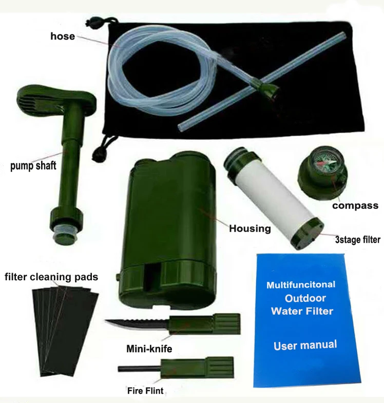 جهاز تنقية مياه الشرب المحمول للاستخدام في الهواء الطلق ، من أجل إكسبلورر ، جيش ، سفر ، إكسبيديشن ، ناشط ميداني ، hiker 1 مرشح إضافي