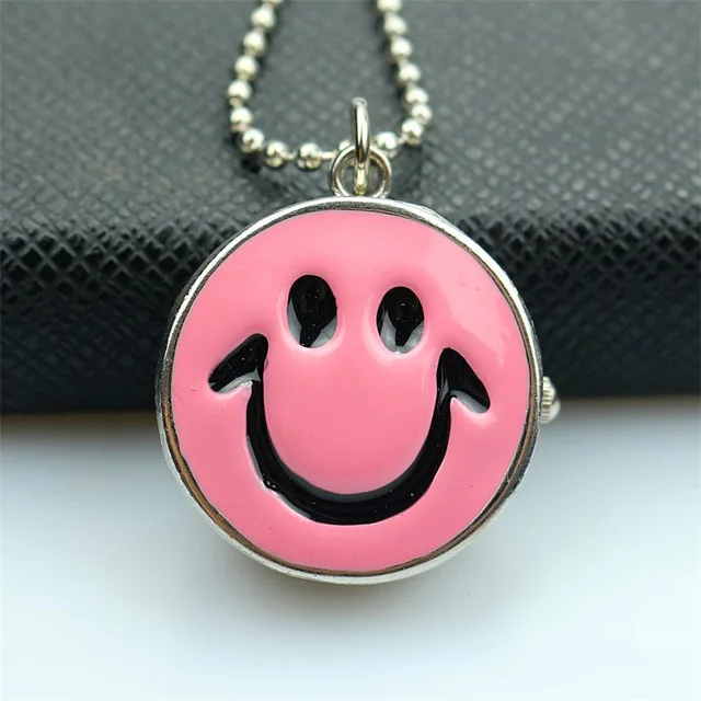 

Nazeyt new fashion women girls pink smile dial quartz pocket watch lady sliver Pendant Necklace Watches Reloj de bolsillo