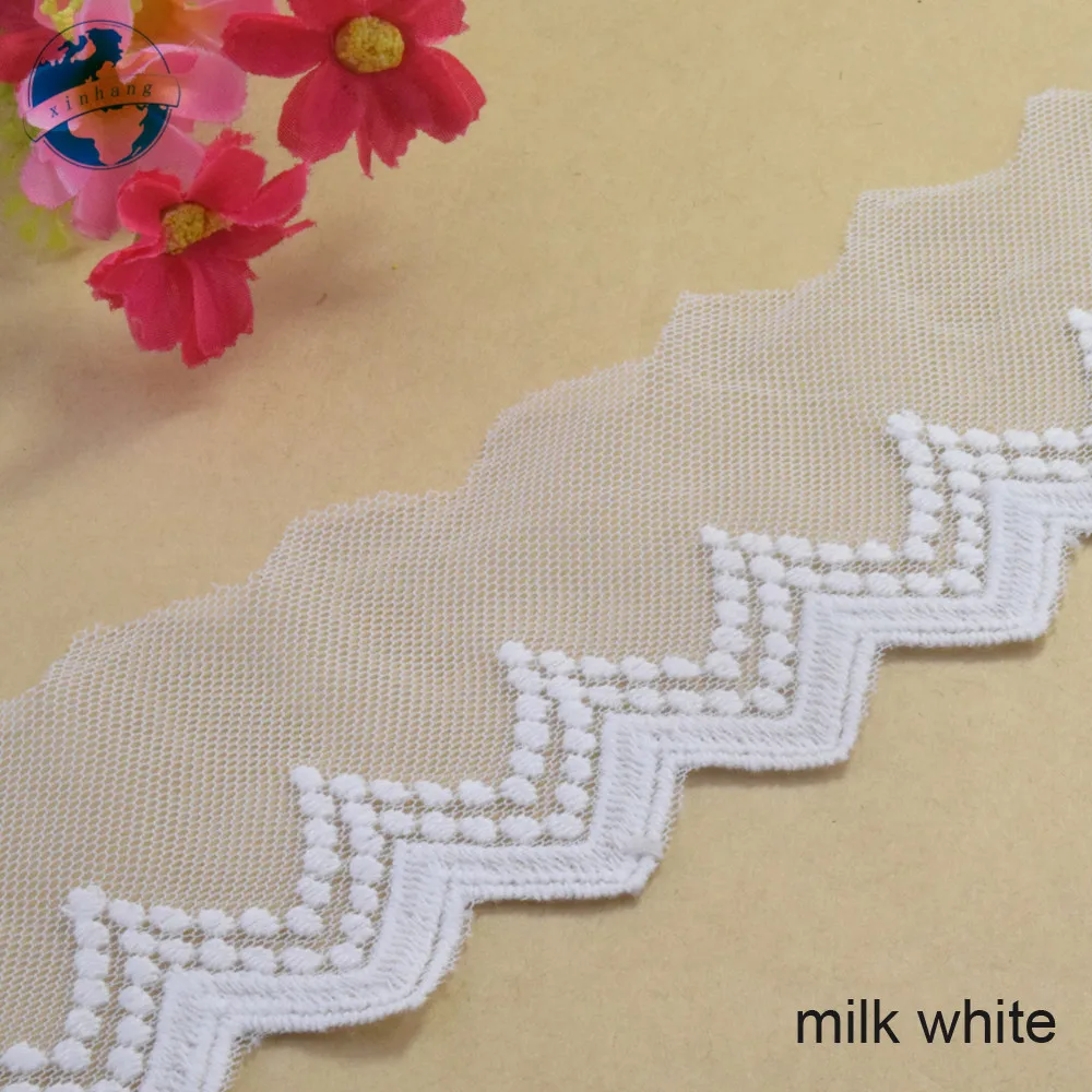 7cm Width Cotton Embroidery Lace Sewing Ribbon Guipure Trim Fabric Warp Knitting DIY Garment Accessories Wedding Lace#3360