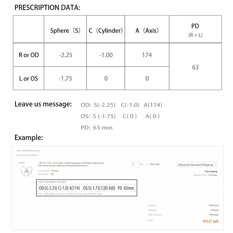 FONEX Customized 1.56 1.61 1.67 Anti Blue Light Optical CR-39 Resin Aspheric Glasses Lens Myopia Hyperopia Presbyopia