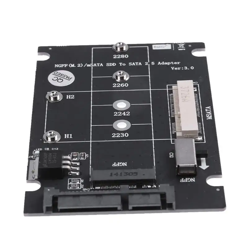 2 in 1 NGFF M.2 B+M Key Mini PCI-E or mSATA SSD to SATA III Adapter Card for full msata SSD/ 2230/2242/2260/22x80 M2