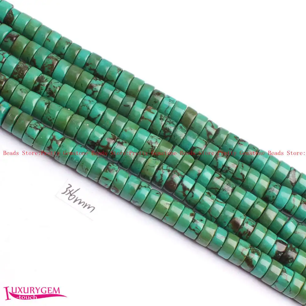 3x6mm 3x8mm 3x10mm 3x12mm Smooth Green Natural Turquoises Washer Shape Beads Strand 15\