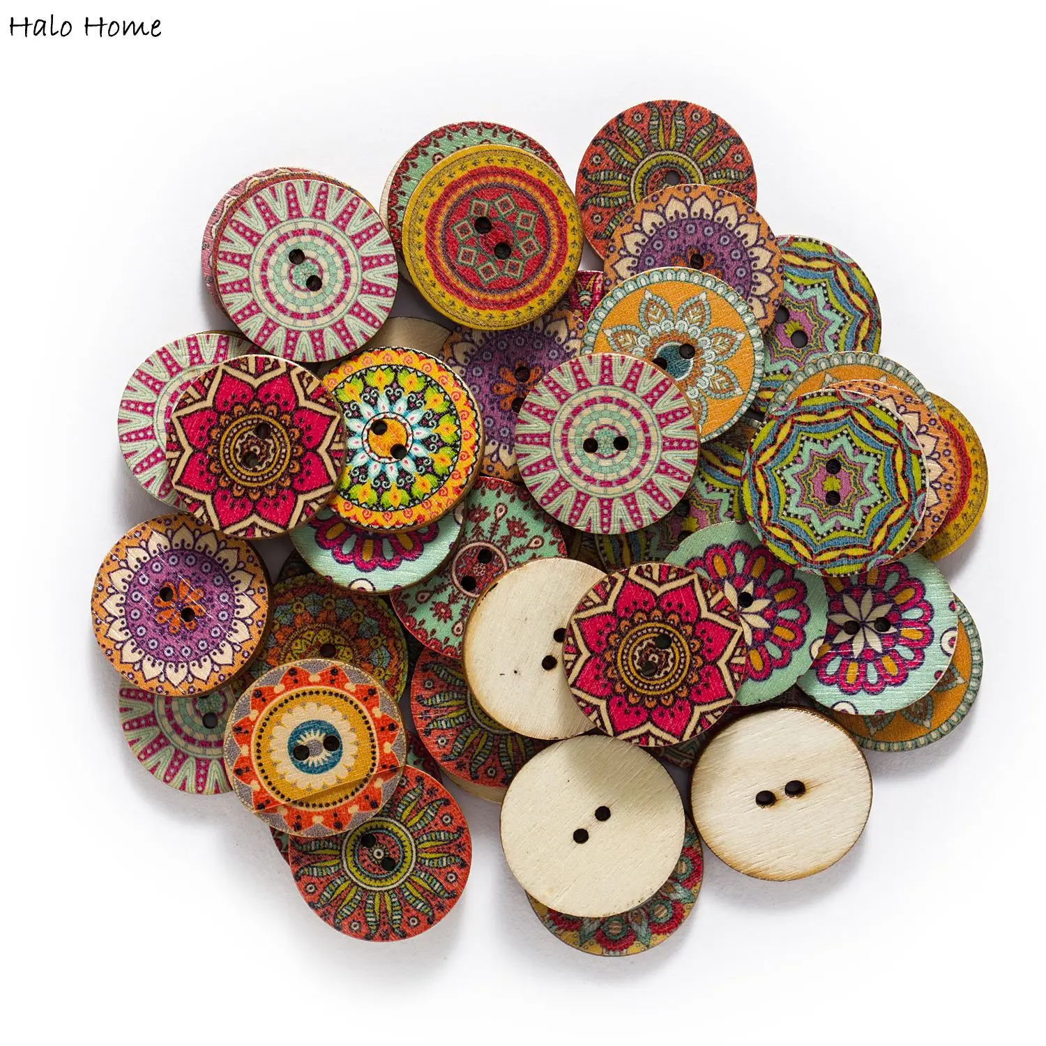 50/100pcs Painted Round Wood Buttons for Handwork Sewing Scrapbook Clothing Crafts Accessories Card Decor 15-25mm