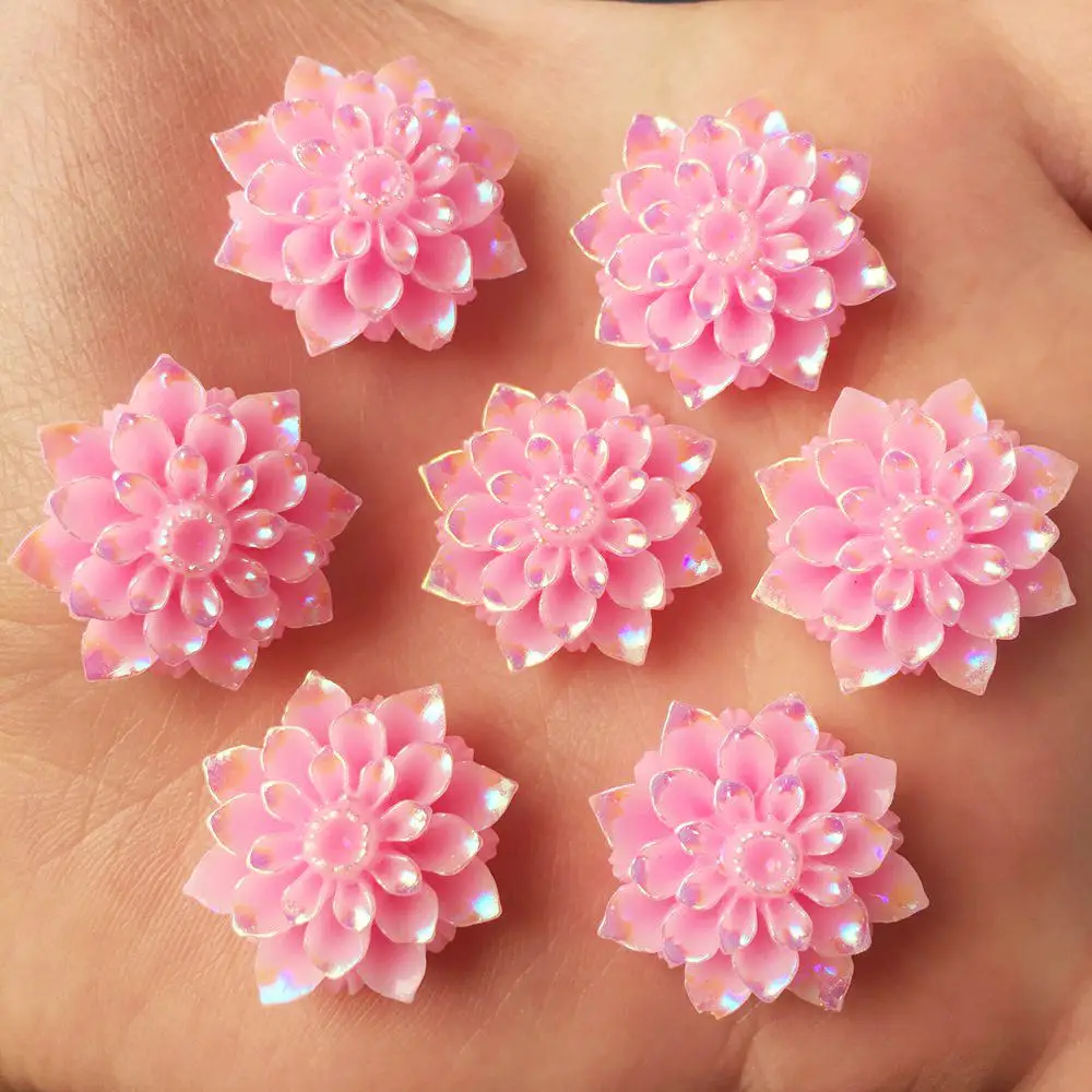 New DIY 10pcs 20mm AB Resin Cute Flower Flatback Stone Wedding Buttons Craft Scrapbook R283