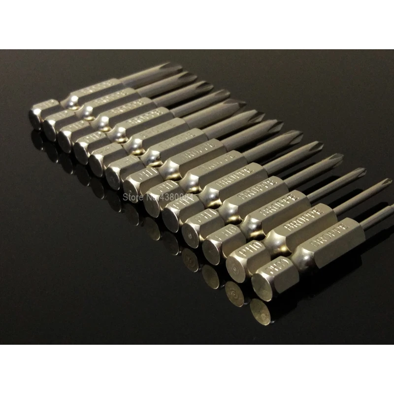 Juego de brocas magnéticas para destornillador Phillips, herramientas manuales eléctricas, vástago hexagonal S2 PH00/PH0/PH1/PH2, 50MM, 1/4 ", 13 unidades