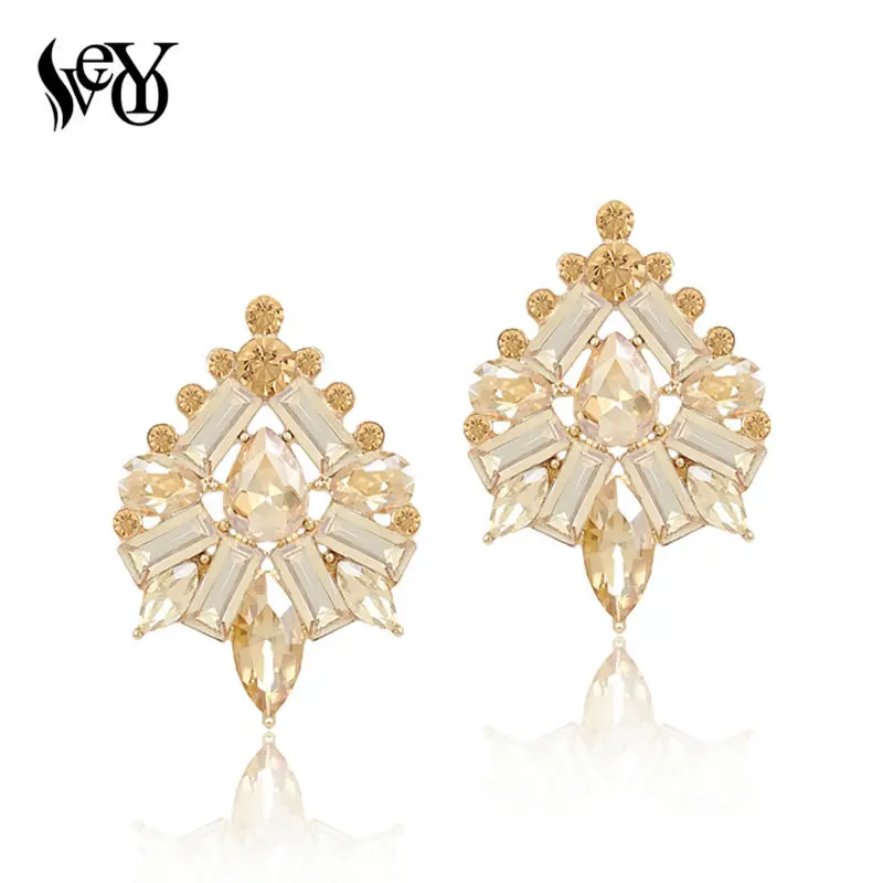 VEYO Geometric Crystal Stud Earrings For Woman Trendy Rhinestone Stud Earrings Fashion Jewelry
