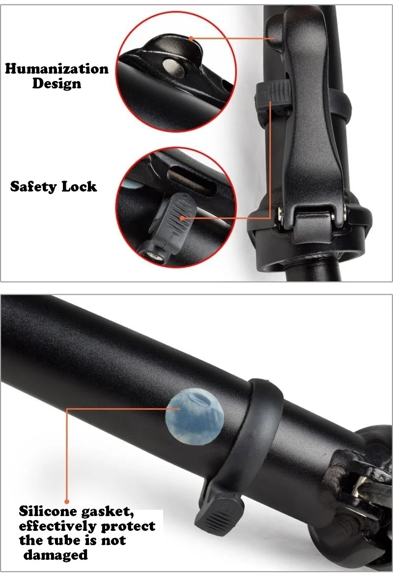 Folding Bike Adjustable Stem, Alloy Aluminum, Quick-Release, 25.4mm with Thread, High Quality