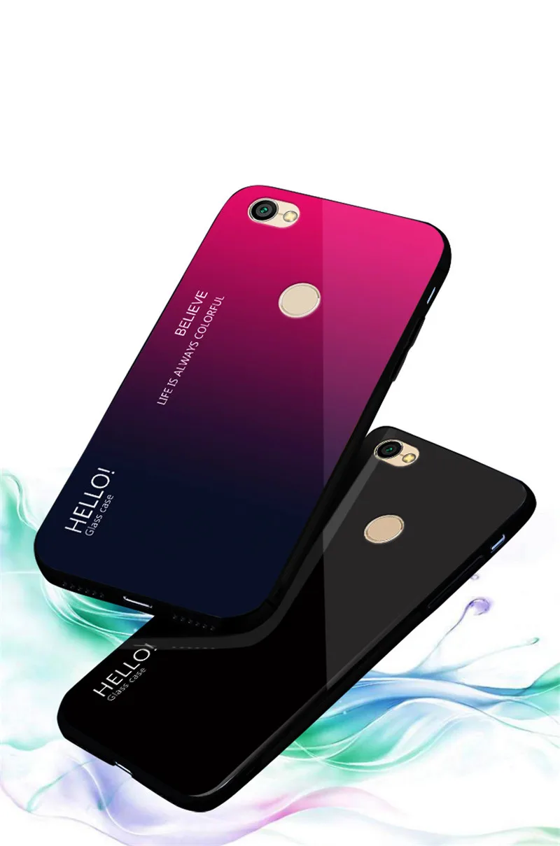 For Xiaomi Redmi Note 5A Case Gradient Aurora Glass Back Cover Case For Xiaomi Redmi Note 5A  Note5A Shockproof Shell Cover