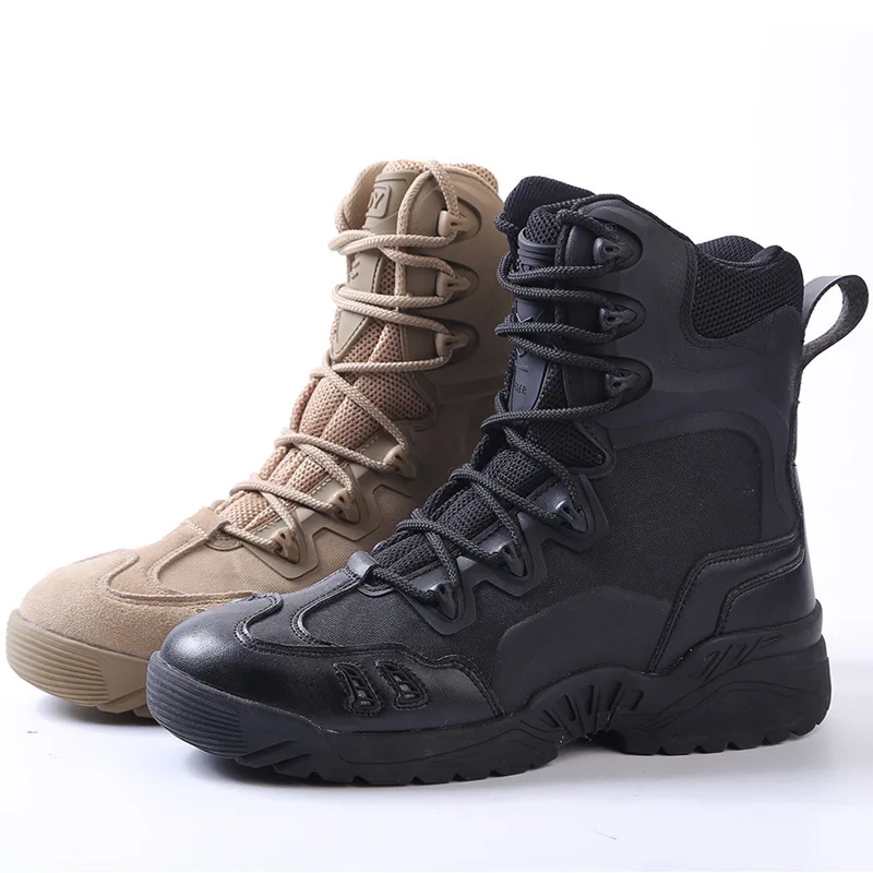 Leather Wearproof Breathable Mens Desert High Shoes Outdoor Climbing Hunting Hiking Training Boots