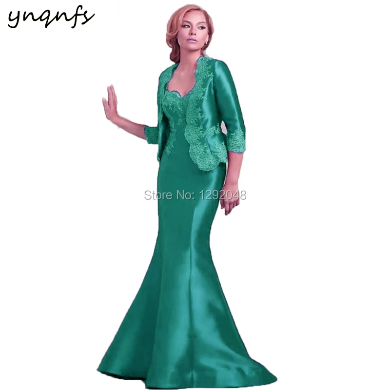 YNQNFS – Robe de mère de la mariée, deux pièces, avec veste, longue Robe de soirée, tenue de dîner, formelle, M65