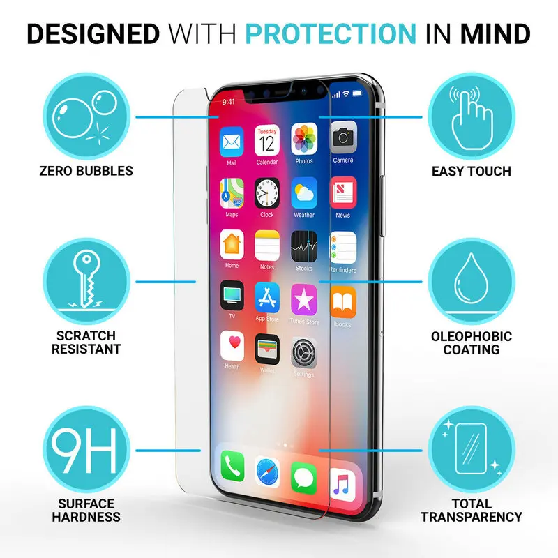 

2.5D 9H 0.26mm Tempered Glass Screen Protector for iPhone 14 13 12 Mini Pro Max 11 8 7 6 6s Plus Xs X XR 100 no retail package