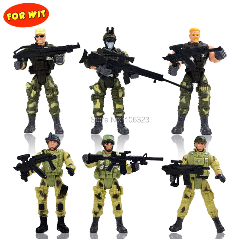 War on Terror Elite Heroes, Special Forces Weapons and Tactics, 6 Policemen with Gun, Army Puppet Toys, Movable Military Solider