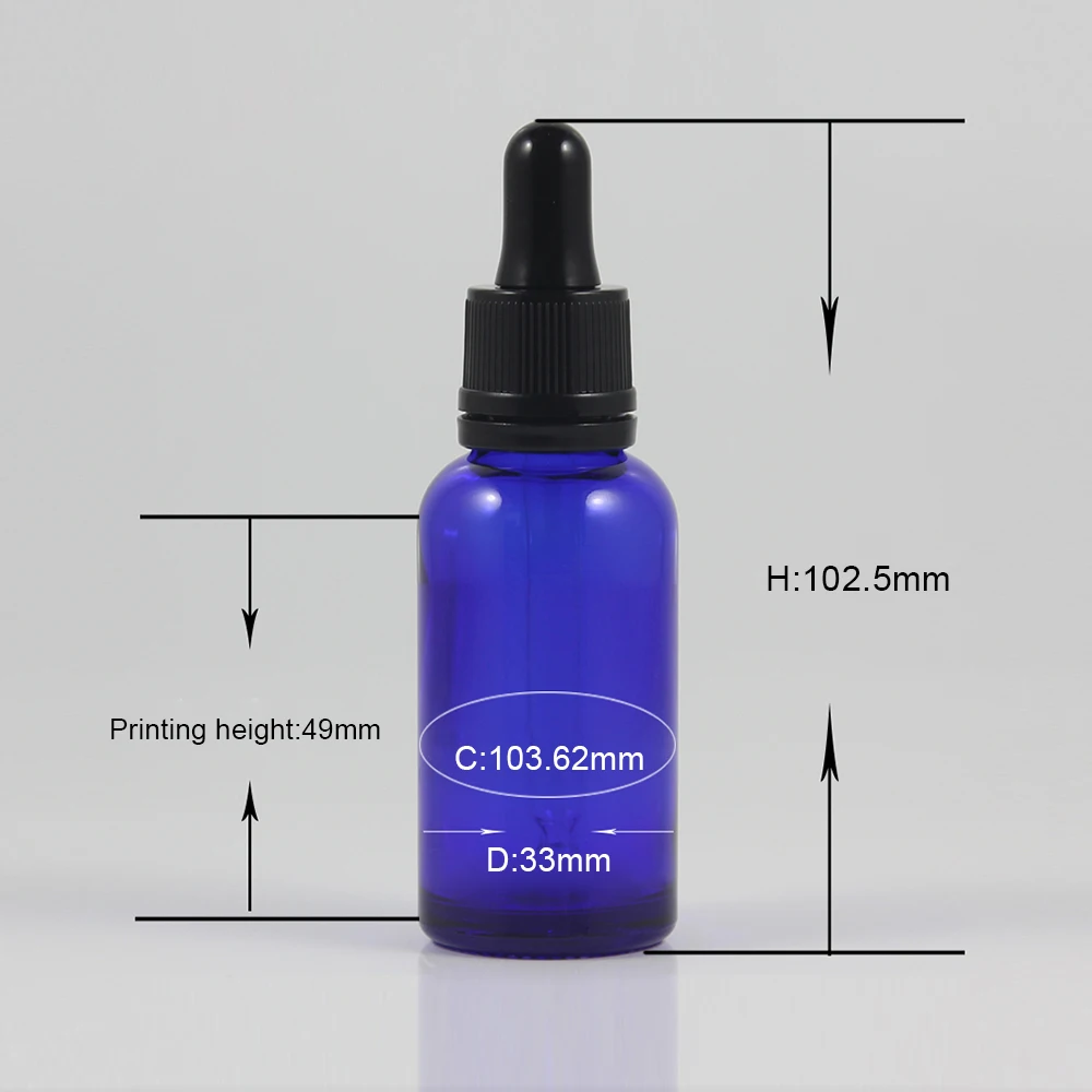 

High quality liquid bottle dropper 1.7oz glass packaging, Blue glass bottle 50ml glass pipette