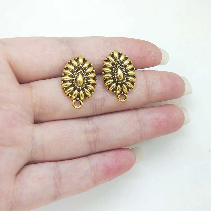 New Fashion 22mm 10pieces/bag Zinc Alloy Gold Water Drop Earring Base Connectors Linkers for DIY Earring Jewelry Accessories