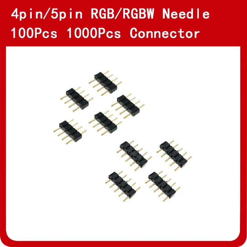 4pin RGB Needles / 5pin RGBW Needle Connector Male Header Double 4 / 5 pin for LED strip 100pcs / 1000pcs/lot