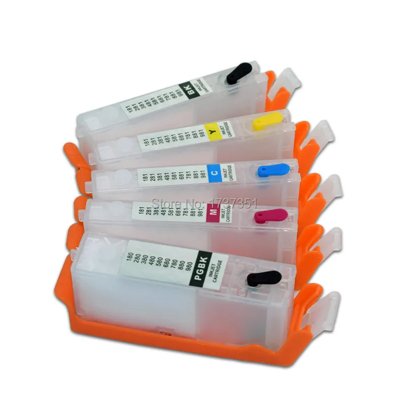 5 color PGI-580 CLI-581 Refill Ink Cartridge with Chip for Canon PIXMA TR7550 TR8550 TS6150 TS6151 PGI 580XL 580XXL