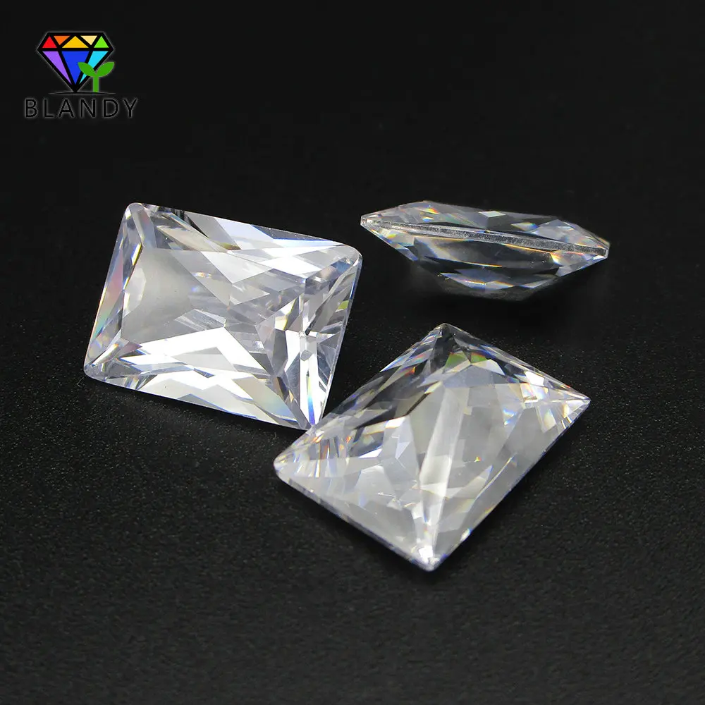 White Cubic Zirconia 2x3mm~13x18mm 5A Rectangle Shape Machine Cut Loose CZ Stone Synthetic Gems For Jewelry