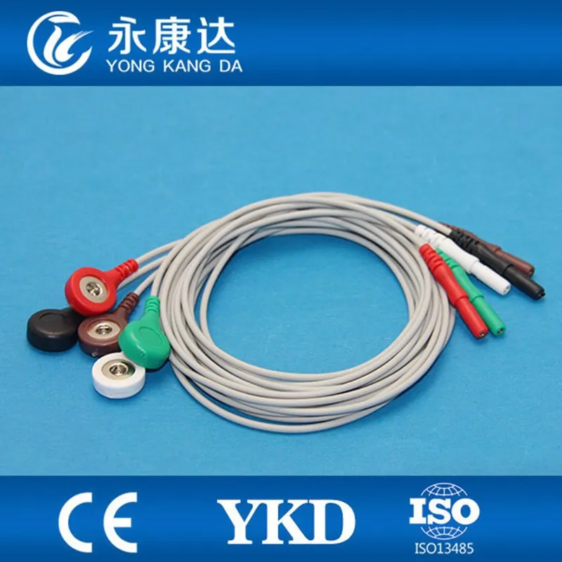 

Free Shipping For Din 1.5 Snap Shielded Holter ECG Cable 5 Lead AHA For Nihon Kohden