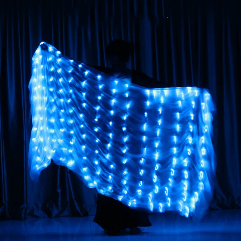 Ruoru Belly Dance LED Silk Veil Light Up Belly Dance Stage Performance Props 100% Silk Belly Dancing Accessories White Rainbow