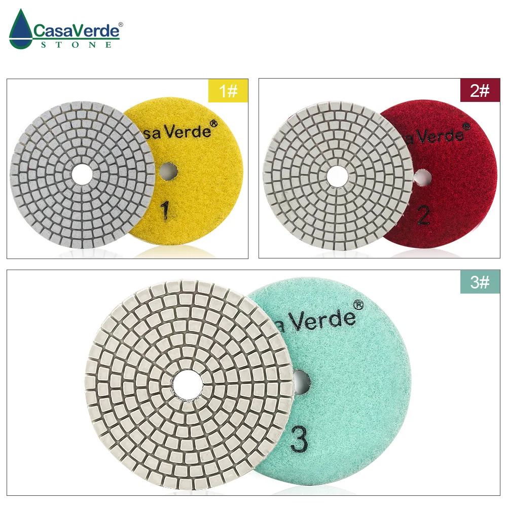 DC-AWS3PP01 3 inch premium quality dry and wet 3 step diamond polishing pads 80mm for stone, marble and granite