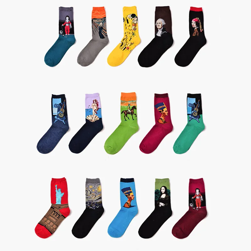 

Hot Starry Night Autumn Winter Retro Women Personality Art Van Gogh Mural World Famous Painting Male Socks Oil Funny Happy Socks