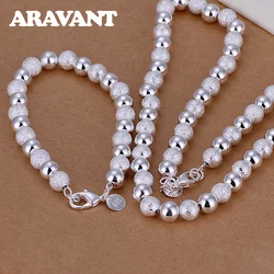 925 Silver Scrub Smooth Beads bracciale collana catene per gioielli da donna Fashion Party