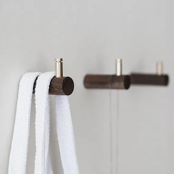 Wooden Wall Hooks Coat Hangers Beech Black Walnut Bag Hooks Hat Hangers Bath Towel Hook Hangers Curtain Tie Back Hooks