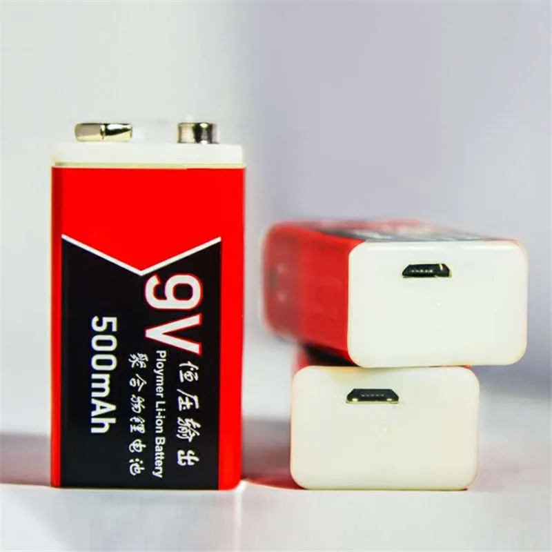 GTF 9V 500mAh USB Battery Li-polymer Rechargeable battery for Multimeter Microphone Remote Control drop shipping  9V batteries