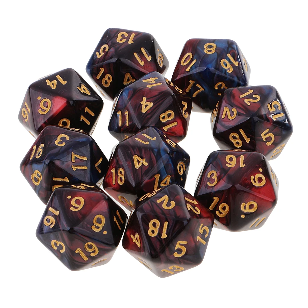 10pcs 20 Sided Dice D20 Polyhedral Dice for Game Role Playing Game High Quality Red Blue Polyhedral Dices Numbers Dials Desktop