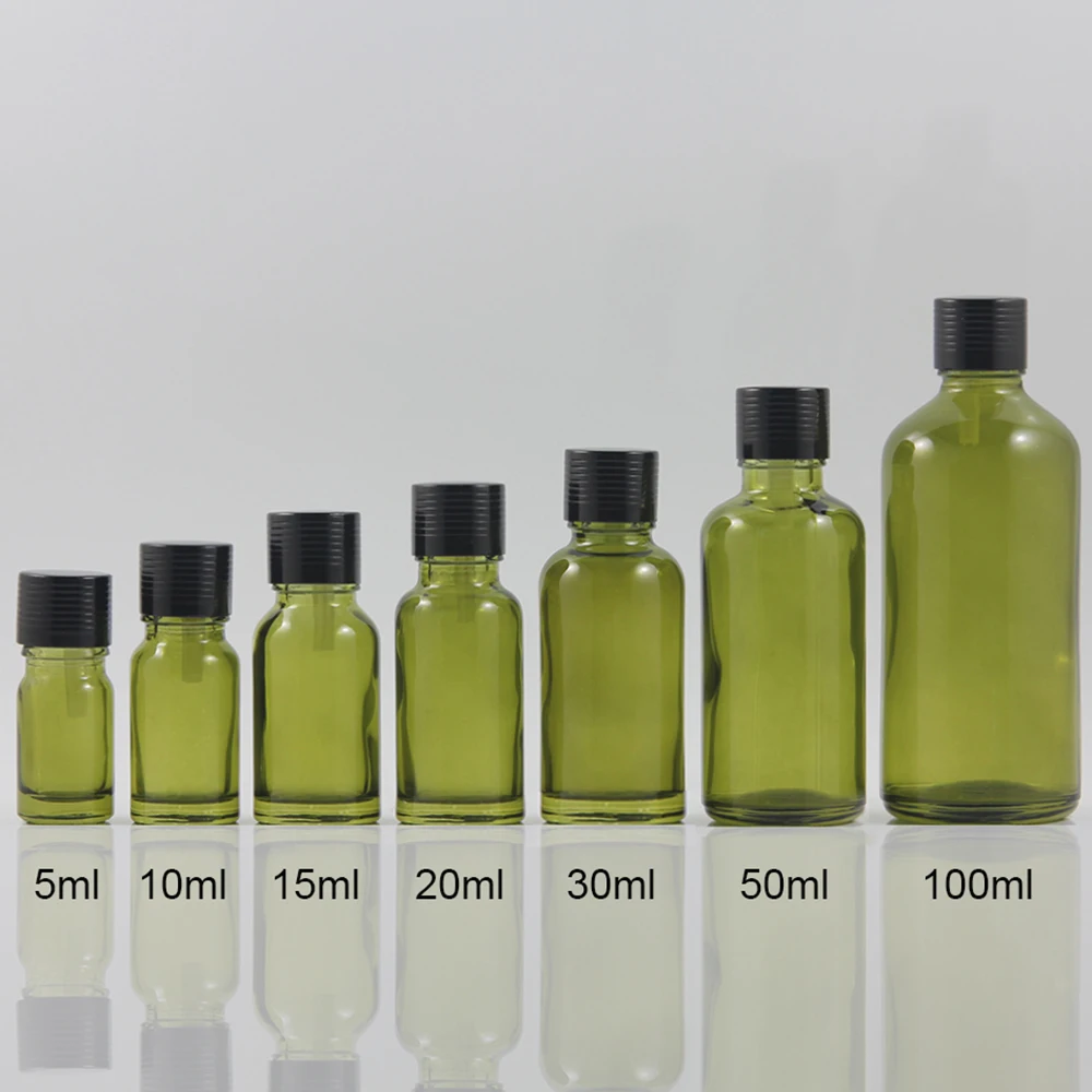 

Empty Round luxury cosmetic packaging bottle 10ml glass essential oil, Olive colour spray bottle 10ml