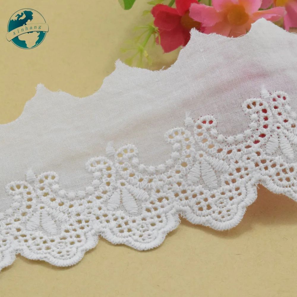 100% Cotton Embroidery French Lace 5.5cm Width Ribbon Fabric Guipure Diy Trims Warp Knitting Sewing Garment Accessories#3241