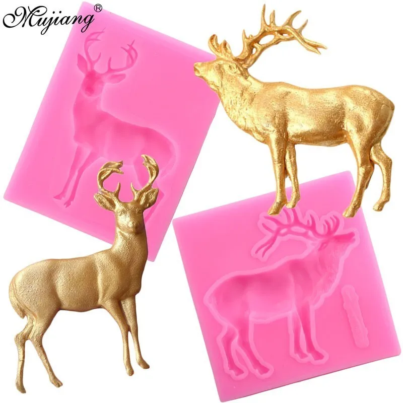 3D Deer Silicone Mold Polymer Clay Candy Chocolate Cookie Baking Mould Christmas Cupcake Topper Fondant Cake Decorating Tools