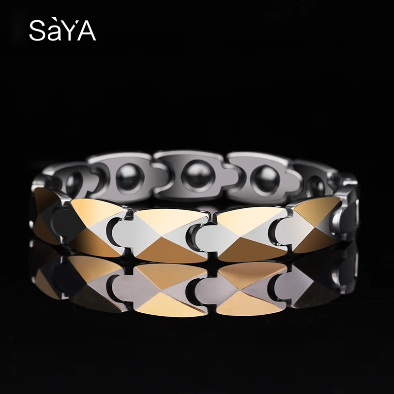 Pulseiras de tungstênio polido alto masculino, Jóias personalizadas, Ímã de cura, Personalizado, Moda